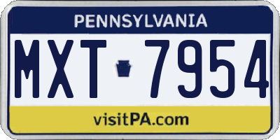 PA license plate MXT7954