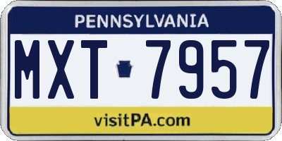 PA license plate MXT7957