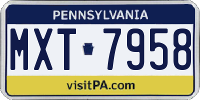 PA license plate MXT7958