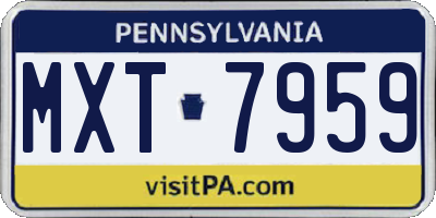 PA license plate MXT7959