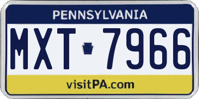 PA license plate MXT7966