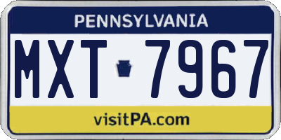 PA license plate MXT7967