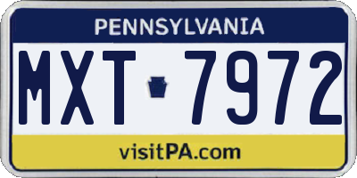 PA license plate MXT7972