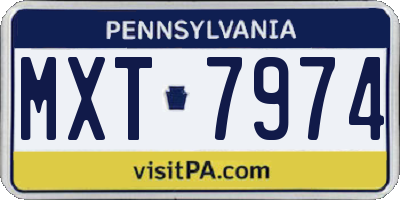 PA license plate MXT7974