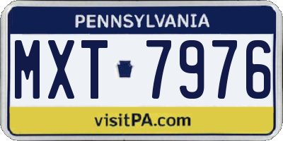 PA license plate MXT7976