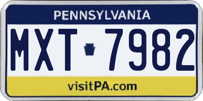 PA license plate MXT7982