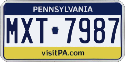 PA license plate MXT7987