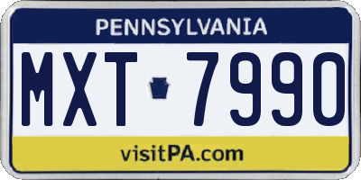 PA license plate MXT7990