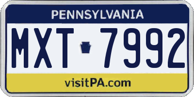 PA license plate MXT7992