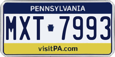 PA license plate MXT7993