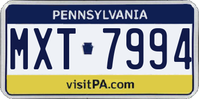 PA license plate MXT7994