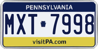 PA license plate MXT7998