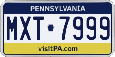 PA license plate MXT7999