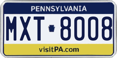PA license plate MXT8008