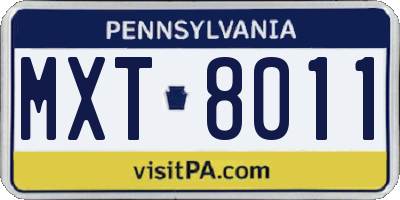 PA license plate MXT8011