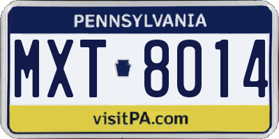 PA license plate MXT8014