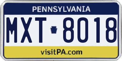 PA license plate MXT8018