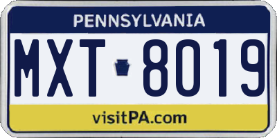 PA license plate MXT8019