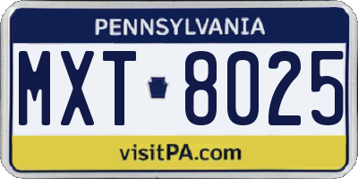 PA license plate MXT8025