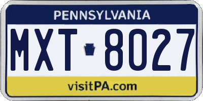 PA license plate MXT8027