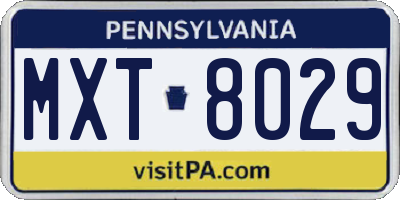 PA license plate MXT8029