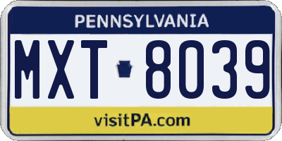 PA license plate MXT8039