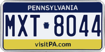 PA license plate MXT8044
