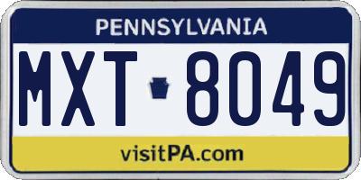 PA license plate MXT8049