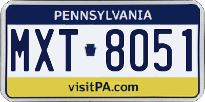 PA license plate MXT8051