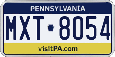 PA license plate MXT8054