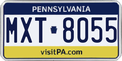 PA license plate MXT8055