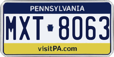 PA license plate MXT8063