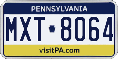 PA license plate MXT8064