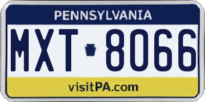 PA license plate MXT8066