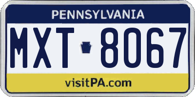 PA license plate MXT8067