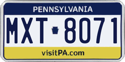 PA license plate MXT8071