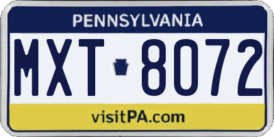 PA license plate MXT8072