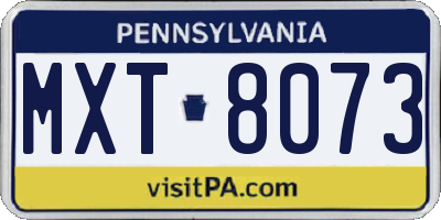 PA license plate MXT8073