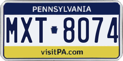 PA license plate MXT8074