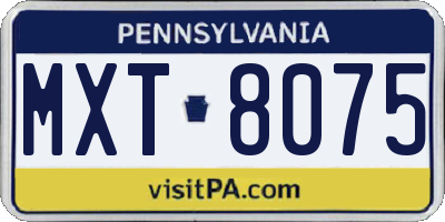 PA license plate MXT8075