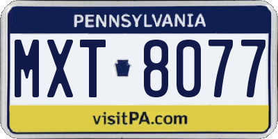 PA license plate MXT8077