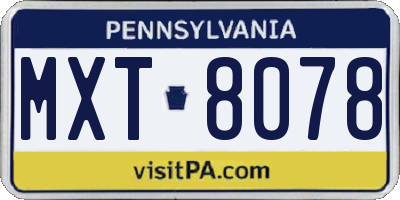 PA license plate MXT8078