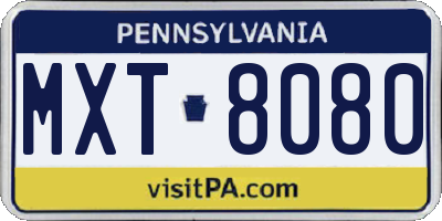 PA license plate MXT8080