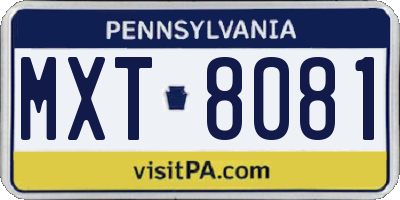 PA license plate MXT8081