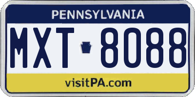 PA license plate MXT8088