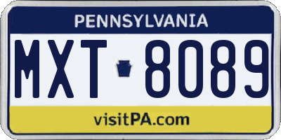 PA license plate MXT8089