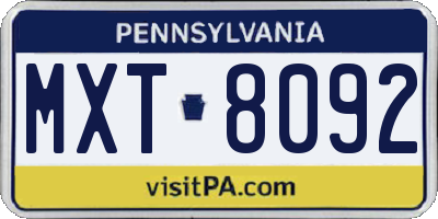 PA license plate MXT8092