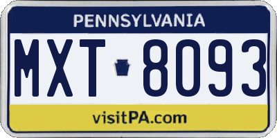 PA license plate MXT8093