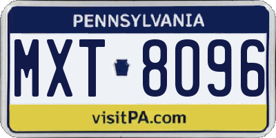 PA license plate MXT8096