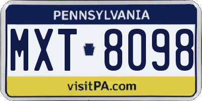 PA license plate MXT8098